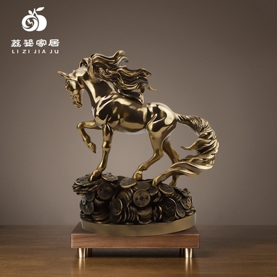 創(chuàng)新工藝，財(cái)富象征 鑄銅樹脂發(fā)財(cái)馬辦公室擺件